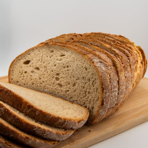 Freshly sliced artisanal country bread
