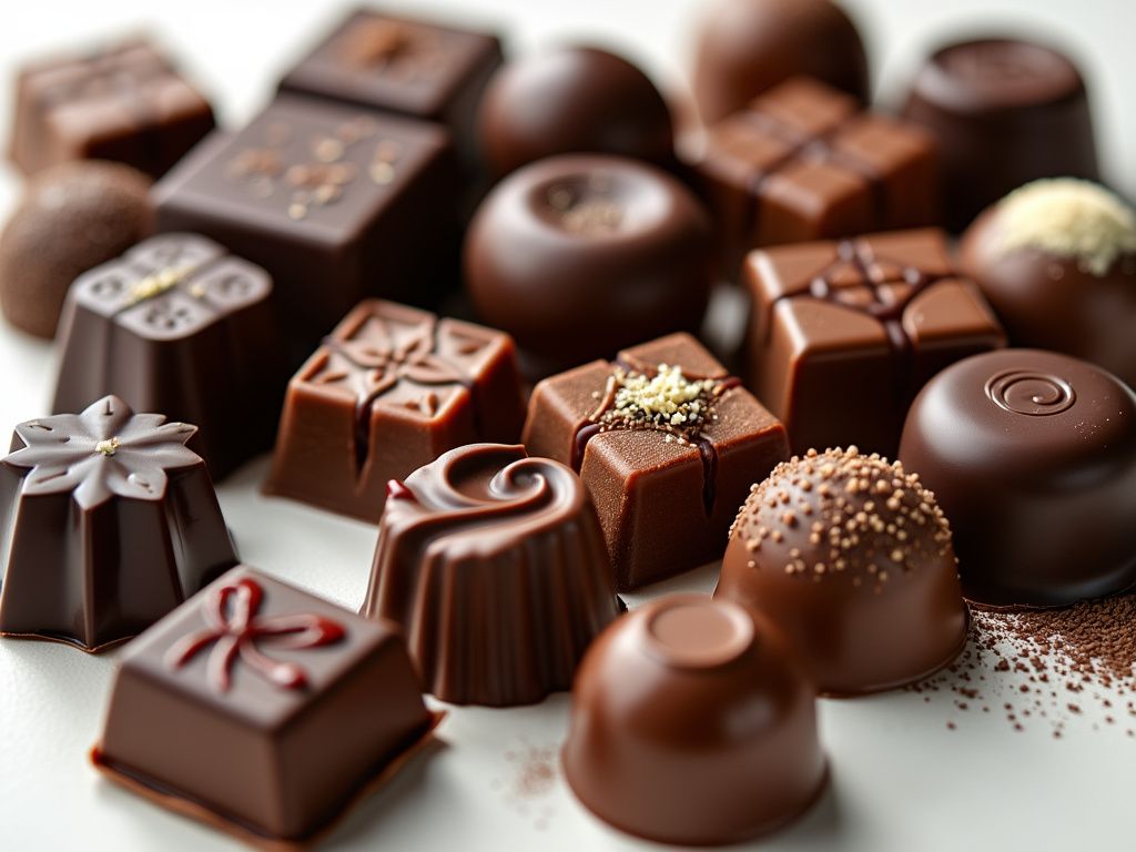 A selection of premium chocolates with rich flavors and smooth textures.