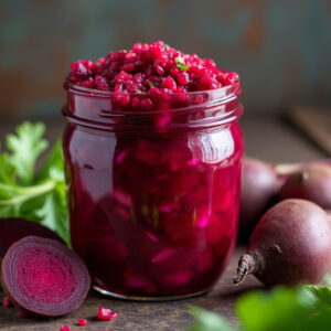 Jar of Kozackie Spicy Beets with Horseradish