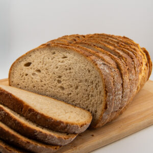 Freshly sliced artisanal country bread